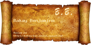 Bakay Benjamina névjegykártya